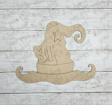 Load image into Gallery viewer, Witch Hat Door Sign DIY Wood Cut Out
