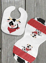 Load image into Gallery viewer, Baby Cow Gift for Girl or Boy - Bib, Burp or Set Baby Baby Cow
