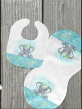 Load image into Gallery viewer, Baby Teal Elephant Gift for Girl or Boy - Bib, Burp or Set Teal Elephant