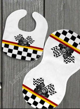 Load image into Gallery viewer, Baby Racing Gift for Girl or Boy - Bib, Burp or Set Baby Racing