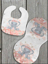 Load image into Gallery viewer, Baby Peach Elephant Gift for Girl or Boy - Bib, Burp or Set Peach Elephant