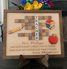 Load image into Gallery viewer, Teacher Appreciation Scrabble, puzzle pieces, teacher gift, scrabble