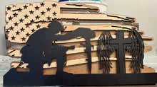 Load image into Gallery viewer, Fallen Soldier Distressed Flag Wooden Sign