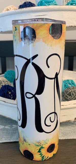 Sunflower Personalized Stainless Steel Tumbler Nana Grandma Monogram