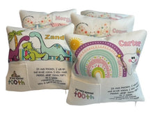 Load image into Gallery viewer, Personalized Tooth Fairy Pillow with Pocket for Reward, Tooth Fairy Receipts & Tracker - 7x7 inches