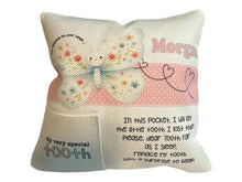 Load image into Gallery viewer, Personalized Tooth Fairy Pillow with Pocket for Reward, Tooth Fairy Receipts & Tracker - 7x7 inches