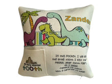 Load image into Gallery viewer, Personalized Tooth Fairy Pillow with Pocket for Reward, Tooth Fairy Receipts & Tracker - 7x7 inches