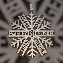 Load image into Gallery viewer, Personalized Snowflake Family Ornament 2024 Custom Christmas Decoration with Family Names Snowflake Ornament for Families, Holds 2-12 Names