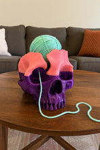 Load image into Gallery viewer, Skull Yarn Bowl, Gothic Yarn Holder for Knitters & Crocheters, Spooky Halloween Decor for Crafters, Unique Gift for Fiber Artists