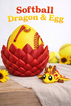 Load image into Gallery viewer, Softball Dragon in Egg Sports Dragon Gift Softball Decor Team Gift Player Gift Coach Gift 3D Printed Dragon