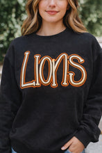 Load image into Gallery viewer, Lions Puff Embroidery Sweatshirt | Custom Hooded Sweatshirt | Game Day Spirit Wear | School Team Hoodie