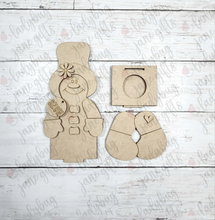 Load image into Gallery viewer, Gingerbread or Snowman Votive Shelf Sitter DIY Wood Cut Out