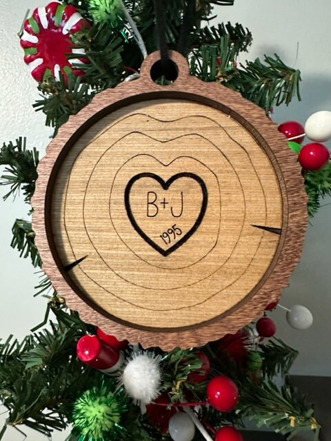 Carved Initial Wood Slice - Simple and rustic