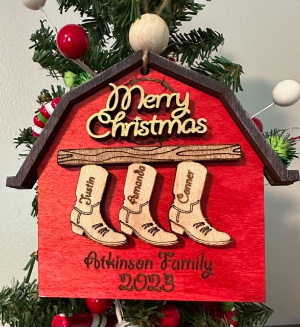 Cowboy Boot Personalized Ornament Family Ornament Personalized