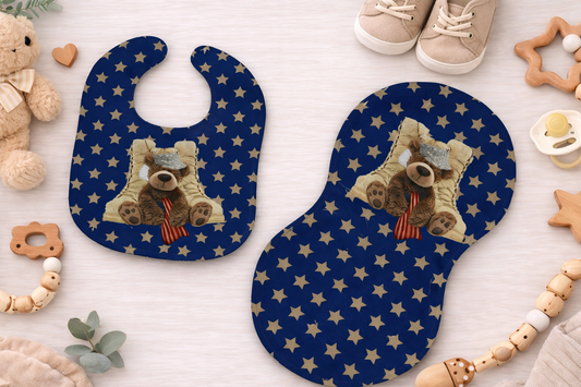 Baby Military Bear Gift for Girl or Boy  -  Bib, Burp or Set Baby Military Bear