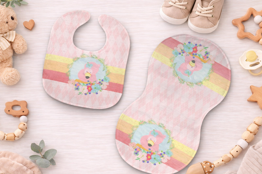 Baby Pink Flamingo Gift for Girl or Boy  -  Bib, Burp or Set Baby Pink Flamingo