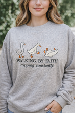 Load image into Gallery viewer, Walking by Faith, Tripping Constantly Embroidered Shirt Sweatshirt Hooded Sweatshirt (Copy)
