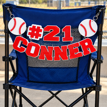 Load image into Gallery viewer, Personalized 3D Sports Name Chair Charm Custom Player Name &amp; Number Baseball, Softball, Football &amp; More
