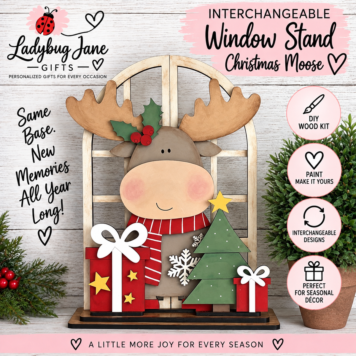 Christmas Moose Insert Interchangeable Window Design