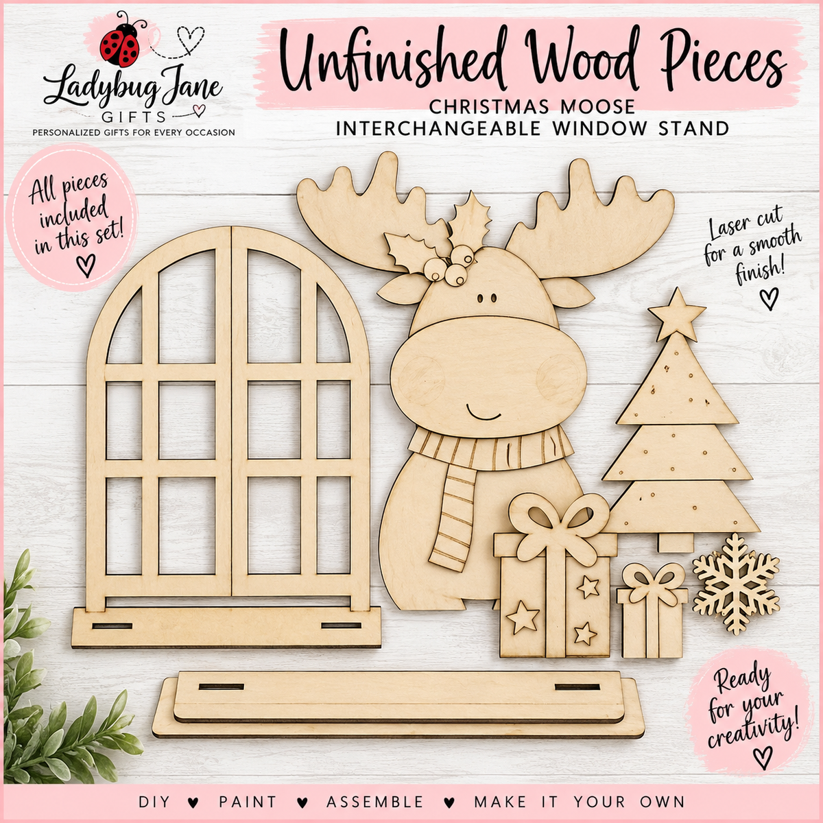 Christmas Moose Insert Interchangeable Window Design