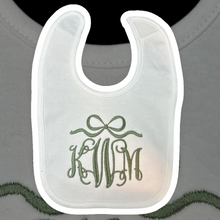 Load image into Gallery viewer, Monogram Circle Frame Embroidered Bib and Burp

