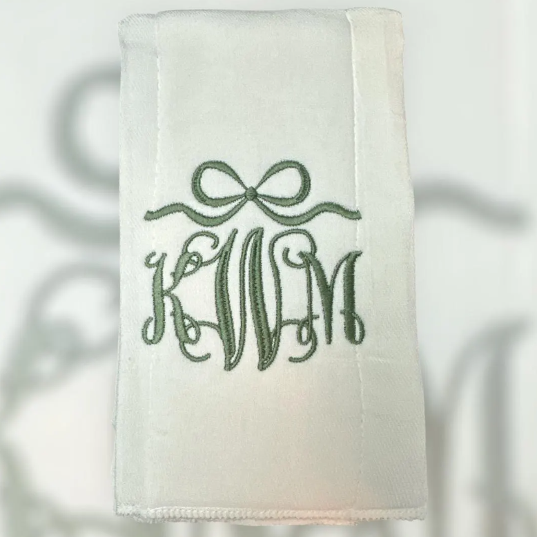 Monogram Circle Frame Embroidered Bib and Burp