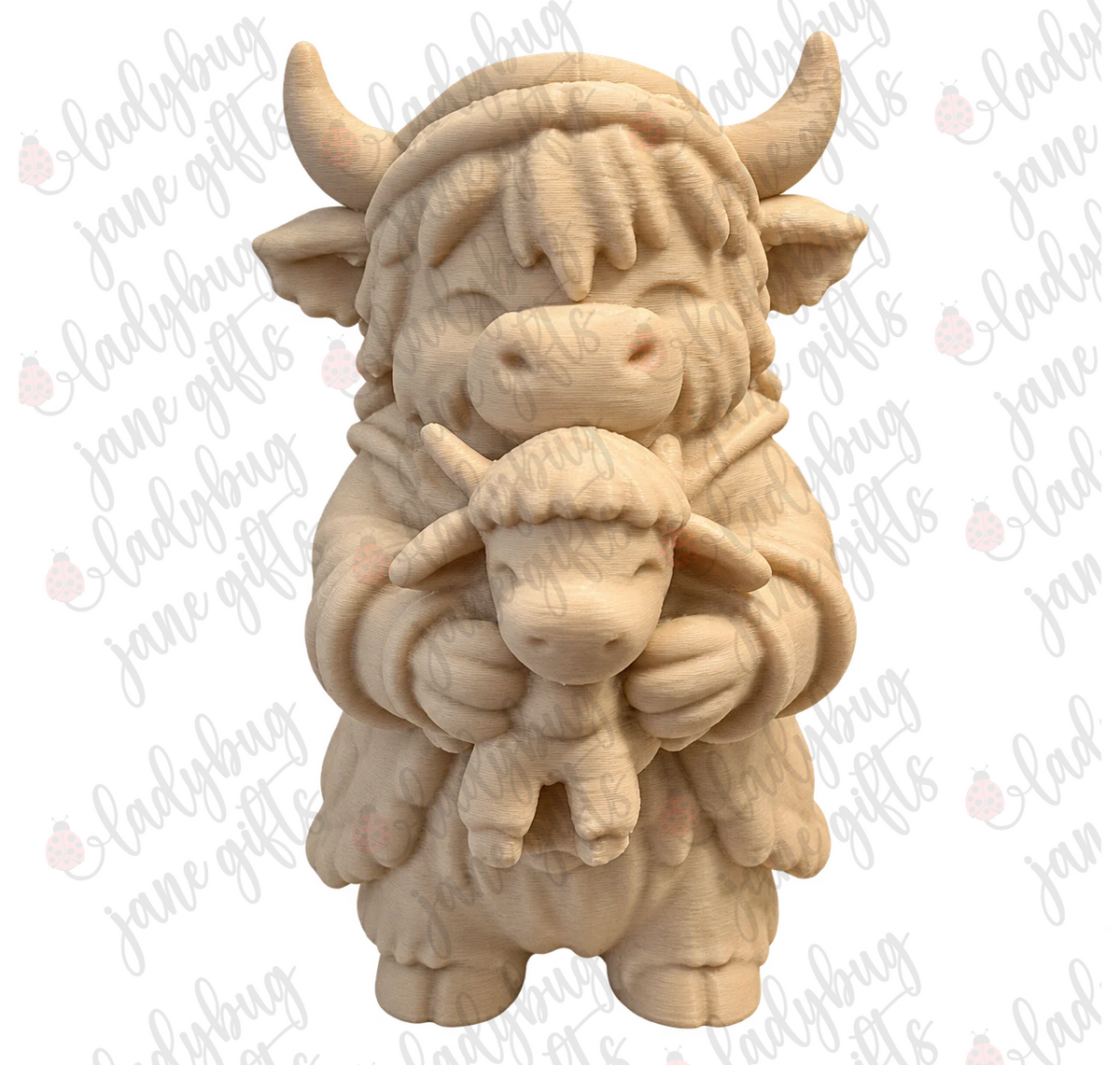 3D Printed Highland Cow Nativity Set – 9 Piece Christmas Figurine Collection