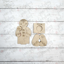 Load image into Gallery viewer, Gingerbread or Snowman Votive Shelf Sitter DIY Wood Cut Out
