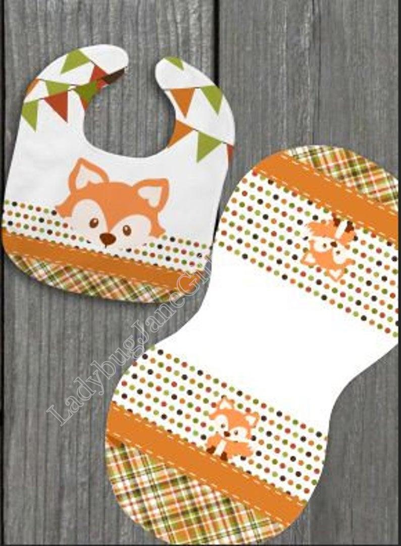 Baby Fox Gift for Girl or Boy  -  Bib, Burp or Set Baby Fox