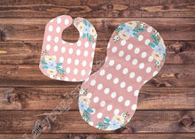 Load image into Gallery viewer, Baby Pink Dot Floral Gift for Girl or Boy  -  Bib, Burp or Set Baby  Pink Dot Floral
