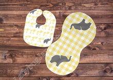 Load image into Gallery viewer, Baby Yellow Elephant Gift for Girl or Boy -  Bib, Burp or Set Yellow Elephant
