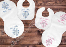 Load image into Gallery viewer, Baby Baptism Gift for Girl or Boy -  Bib/Burp Baptism Set Pink or Blue

