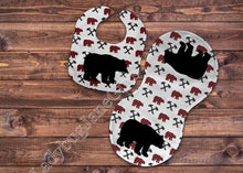 Load image into Gallery viewer, Baby Bear Buffalo Plaid Gift for Girl or Boy  -  Bib, Burp or Set Baby Baby Bear Buffalo Plaid
