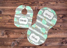 Load image into Gallery viewer, Baby Mint Rose Gift for Girl or Boy  -  Bib, Burp or Set Baby Mint Rose
