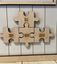 Load image into Gallery viewer, Mom You are the Piece that holds us together, puzzle pieces, family sign
