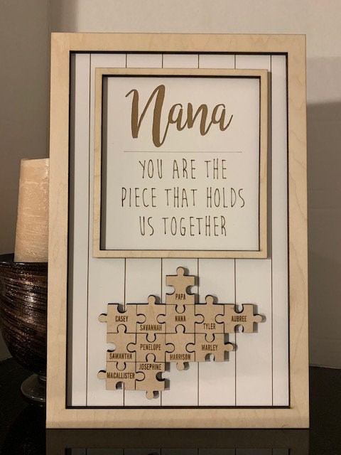 Mom You are the Piece that holds us together, puzzle pieces, family sign