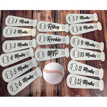 Load image into Gallery viewer, Baseball Bat Milestone Baby Pictures Newborn Gifts Milestones Baseball MVP Rookie Milestone Marker
