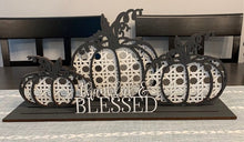 Load image into Gallery viewer, Thankful and Blessed Pumpkin Shelf Sitter Centerpiece
