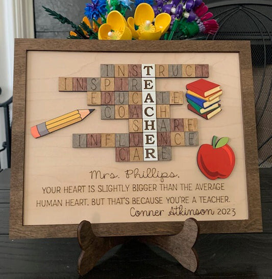 Teacher Appreciation Scrabble, puzzle pieces, teacher gift, scrabble