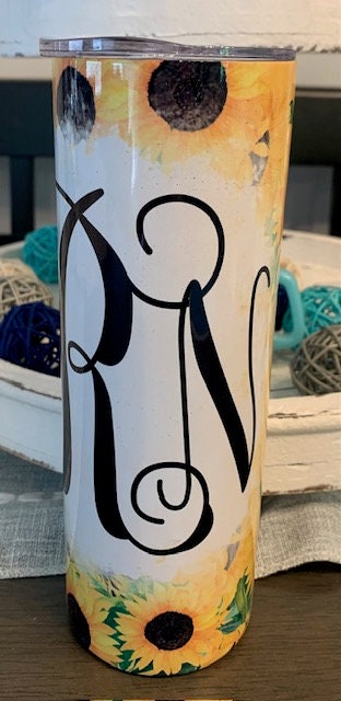 Sunflower Personalized Stainless Steel Tumbler Nana Grandma Monogram