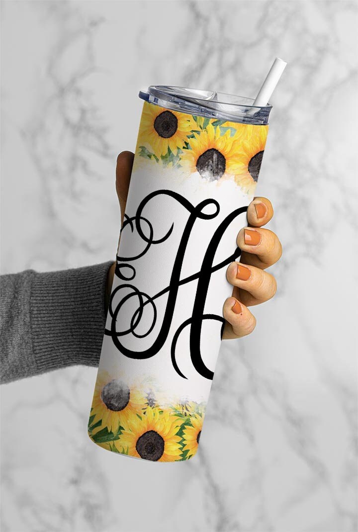 Sunflower Personalized Stainless Steel Tumbler Nana Grandma Monogram
