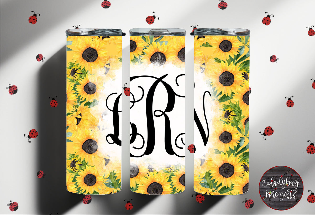 Sunflower Personalized Stainless Steel Tumbler Nana Grandma Monogram