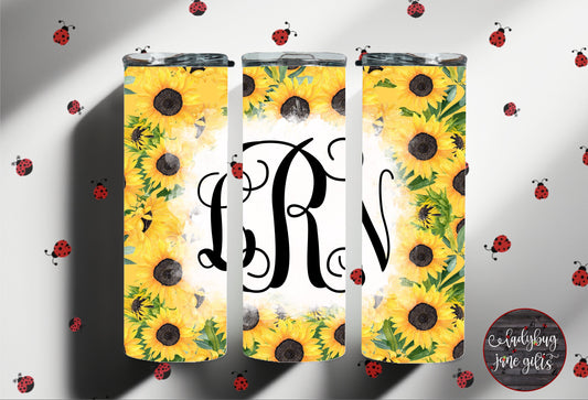 Sunflower Personalized Stainless Steel Tumbler Nana Grandma Monogram