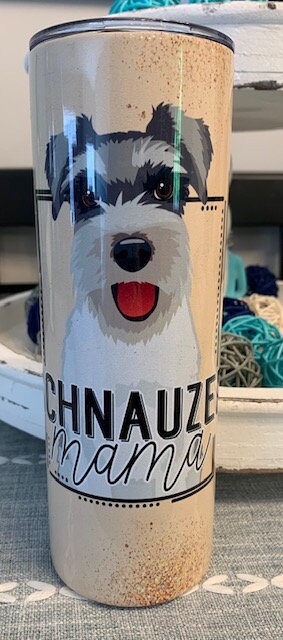 Schnauzer Mama Tumbler, Dog Tumbler, 20 oz Stainless Steel Tumbler