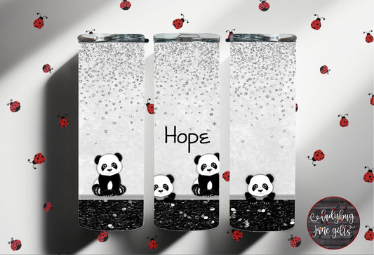 Black and White Panda Stainless Steel Tumbler