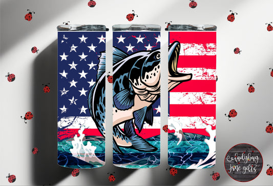 American Flag Fish Stainless Steel Tumbler