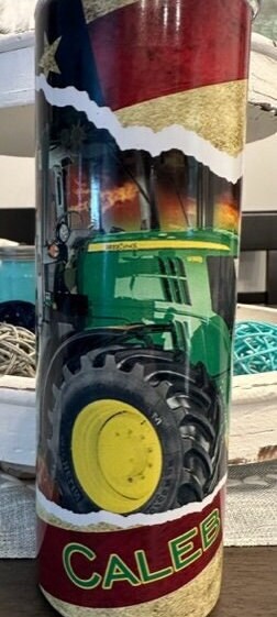 Green Tractor Personalized Customized Tumbler
