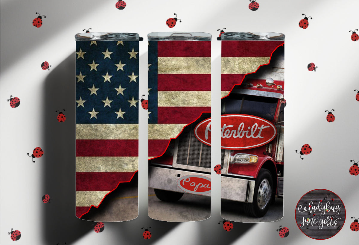 Tractor Trailor Rig Over the Road Personalized Customized Tumbler