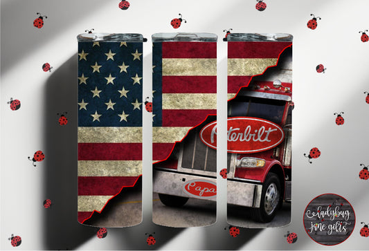 Tractor Trailor Rig Over the Road Personalized Customized Tumbler