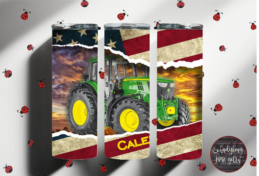 Green Tractor Personalized Customized Tumbler
